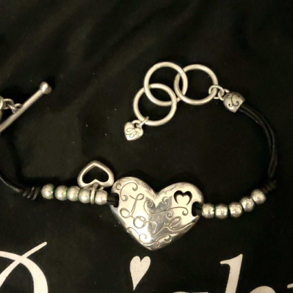 Brighton Love heart black cord bracelet
